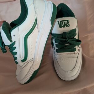 Vans White Sneakers with Green Highlights